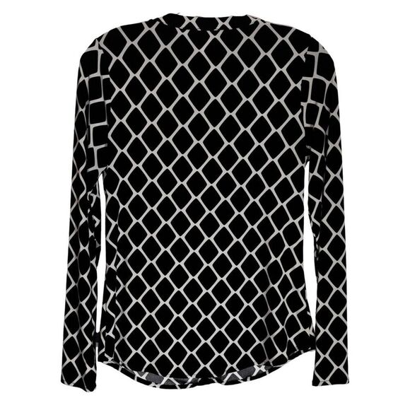 International Concepts Black White Geo Print Blouse Small Petite - Picture 2 of 7